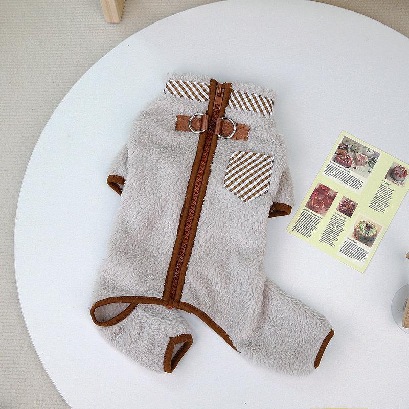 Autumn & Winter Fleece Dog Outfit - Double Buckle, Four-Legged Design for Teddy, Bichon, Poodle Puppies