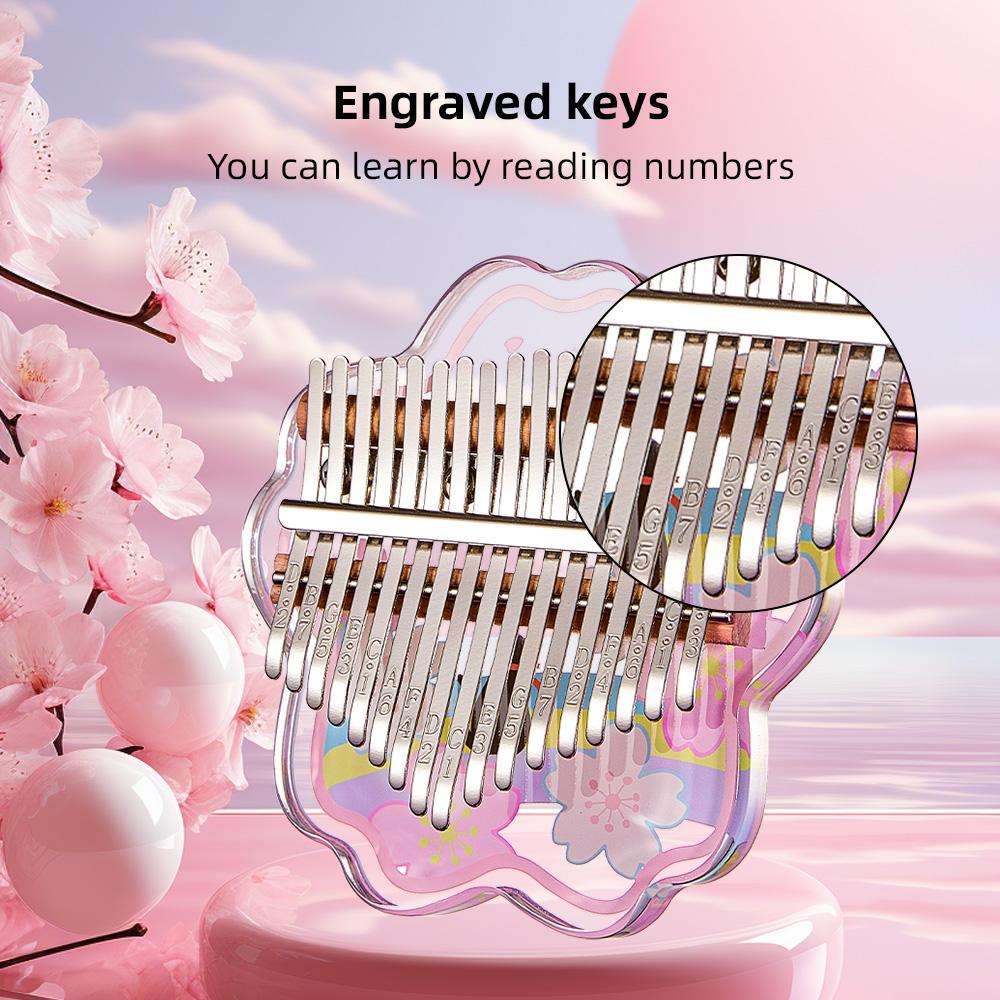 Kalimba Mini Thumb Piano 17 tangenter bærbart musikkinstrument tegneserie Søt Kalimba Thumb Piano Music