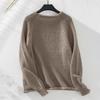Vintage O Neck Solid Color Long Sleeve Loose Knitwear Cardigan Sweater Top for Autumn Winter