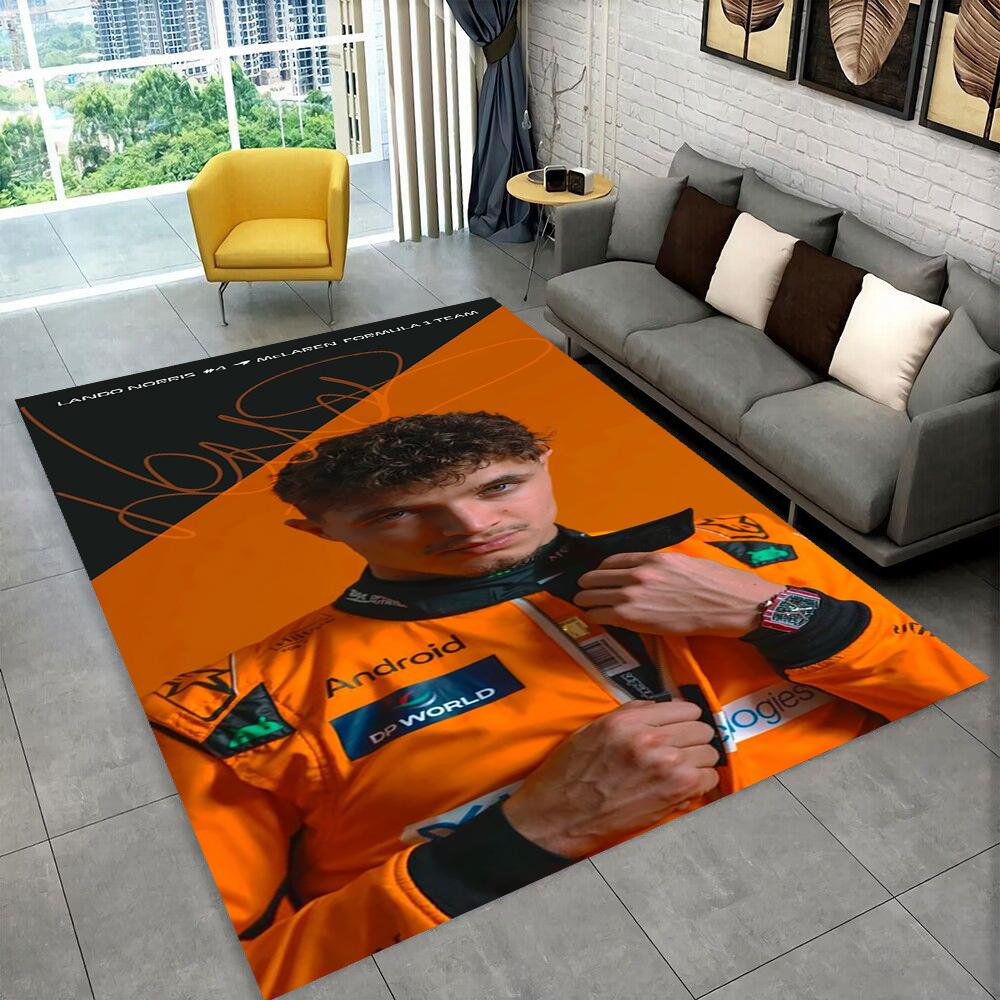 Tappeto Area 3D Lando Norris F1 Racer, Tappeto per Soggiorno Camera da Letto Divano Zerbino Decorazione, Tappetino Antiscivolo per Giochi Bambini Regalo
