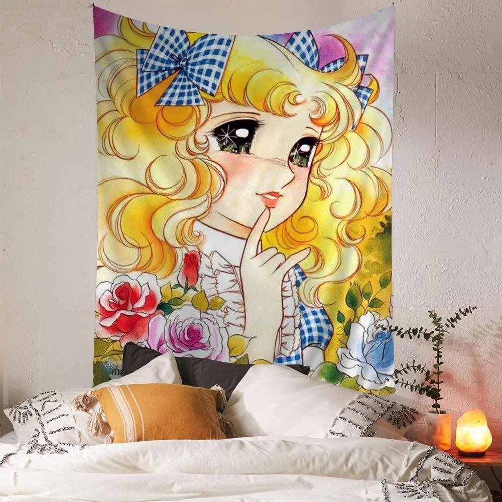 Anime Manga kawaii Candy Anime Colorful Tapestry Wall Hanging Bohemian Wall Tapestries Mandala Wall Hanging Sheets