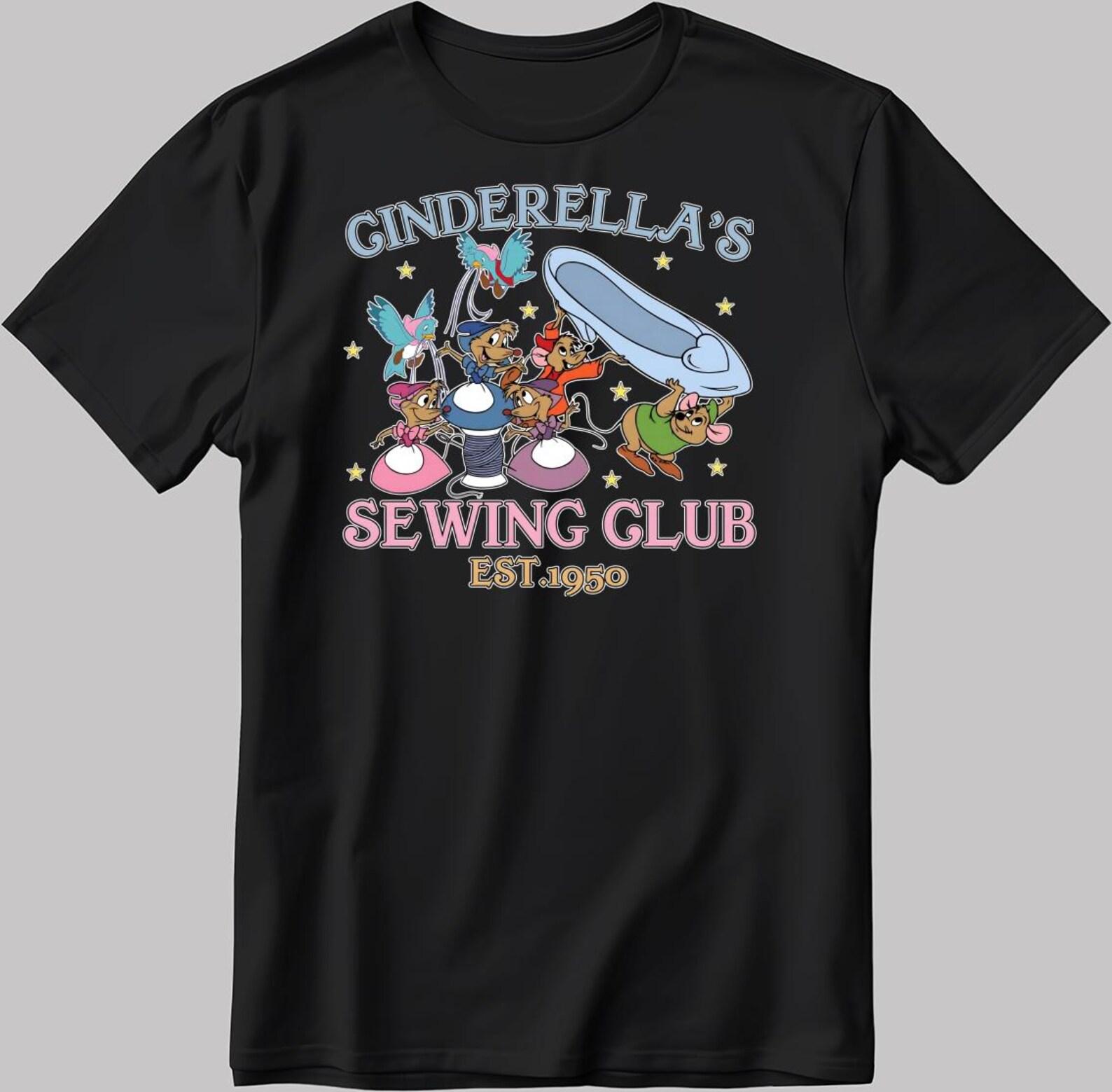 Disney Cinderella s Sewing Club, Short Sleeve White-Black Men s / Women s T-Shirt DE543 S