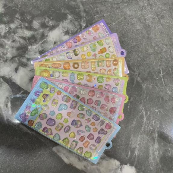 1-5Sheets Kawaii Cartoon 3D Relief Sticker Cute Crystal Jelly Patch For Mobile Phone Case Mirror Scrapbook Journal Animal Deco