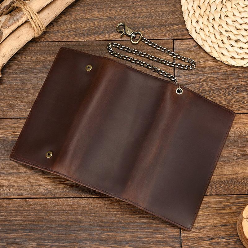 Luxury Style Men's Leather Wallet With Iron Chain Genuine Leather Clip Purse For Men Male Fashion Men's Long Wallet Dropshipping