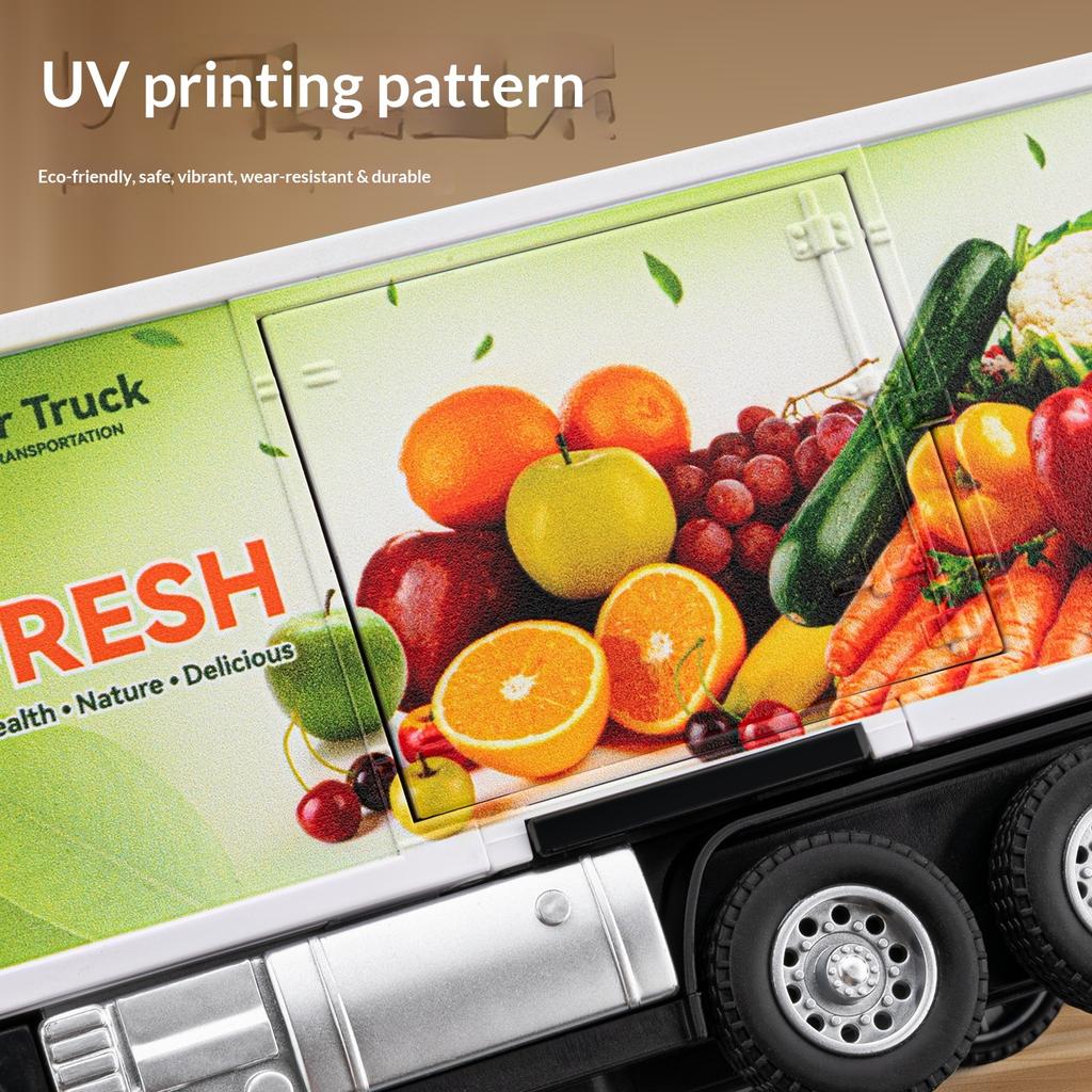1/50 Alloy Engineering Truck Refrigerated Truck Model Fruit and Vegetable Fresh-keeping Transport Truck Container Truck Toy