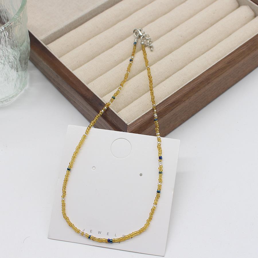 Dopaminová Barevná Rýžová Korálková Náhrdelník Dívčí Styl Bohémský Korálkový Krční Řetízek Řetízek na Klíční Kost