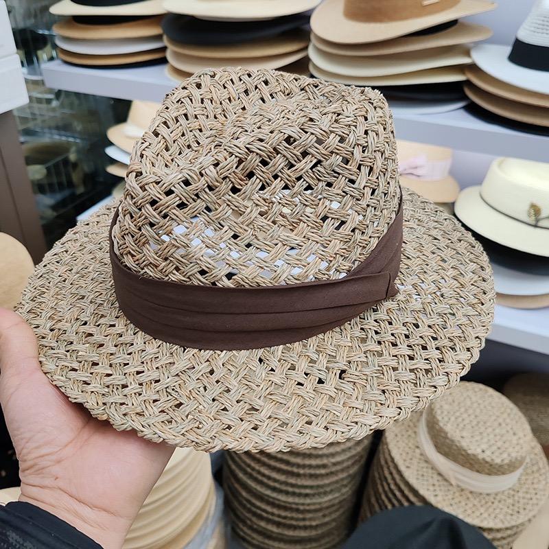 Fashion Womens Mens Wide Brim Straw Panama Hat Fedora Summer Beach Hollow Out Sun Hat Vacation Jazz Caps Sombrero Mujer Playa
