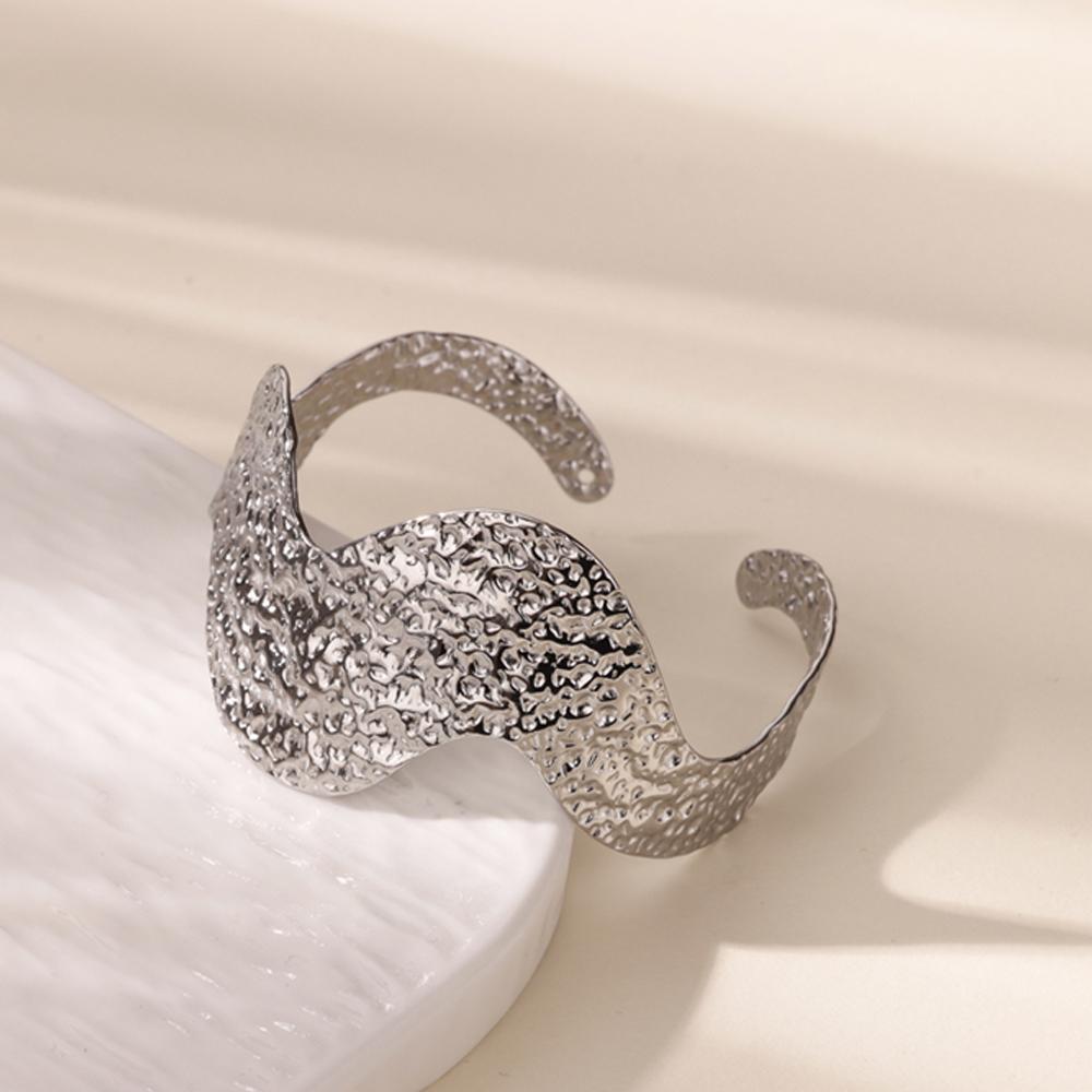 Stainless Steel Leave Bangle Bracelet For Women Simple Vintage Gold Color Geometric Open Cuff Bracelets Fashion Jewelry Gift