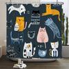 Cat Printed Shower Curtain Cartoon Animal Bath Curtains Bathroom For Bathtub Bathing Cover Shower Curtains with 12 Pcs Hooks