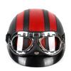 Classic Stripe Motorcycle Safety Helmet Fashion Men Women PU Leather Vintage Motor Electric Scooter Goggles Half Helmets