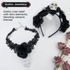 Gothic Lace Necklace Black Hair Hoop Gothic Lace Choker Soft Goth Headdress Halloween Cosplay Supplies For Theme Events Holidays