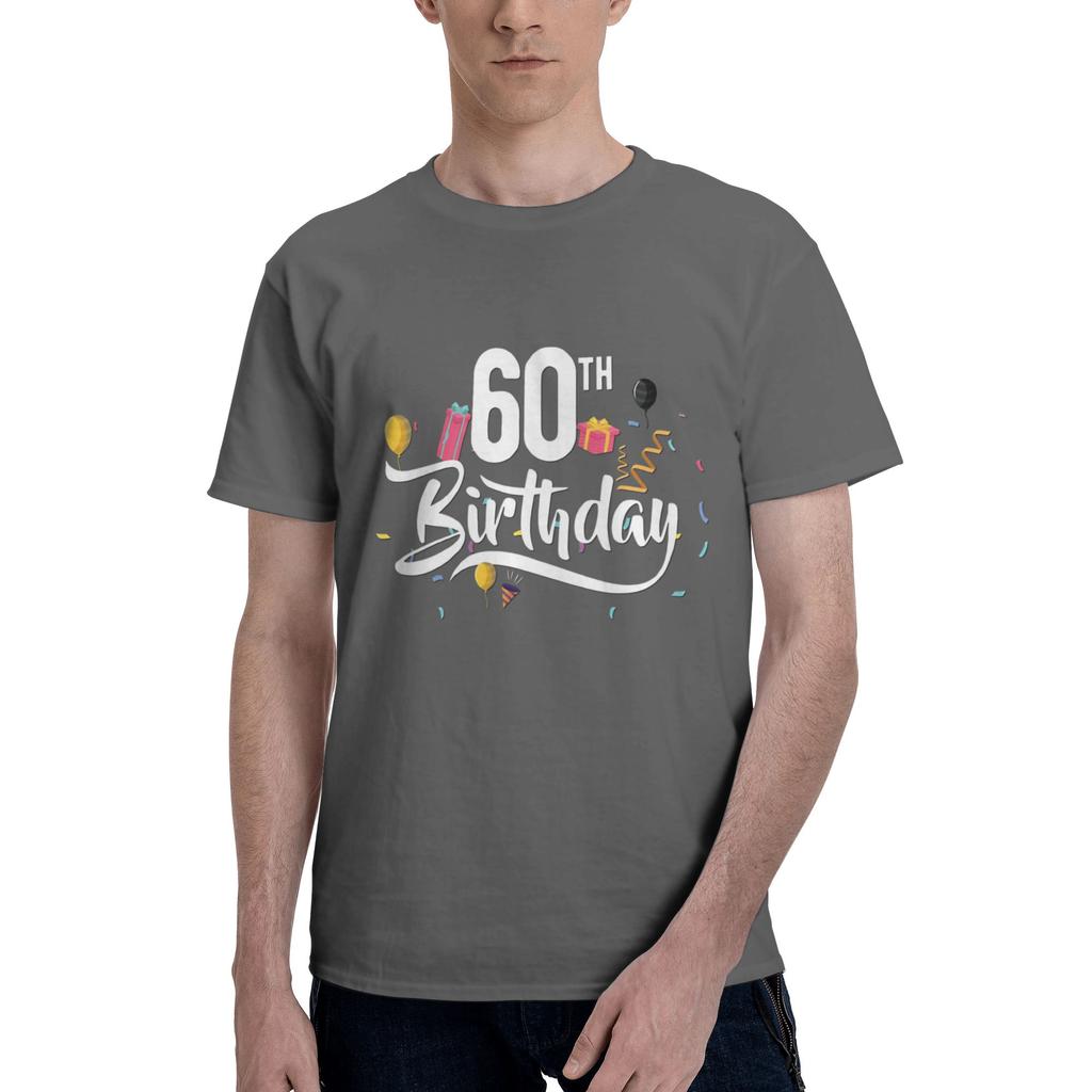 60th birthday Men T Shirt 60 Birthday Vintage Tees Short Sleeve Round Collar Cotton Party Clothing TShirt