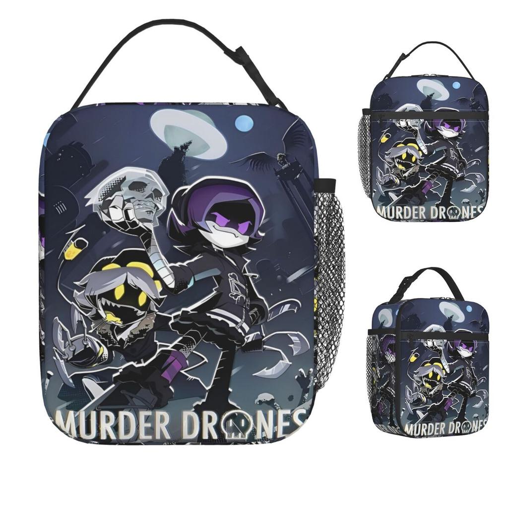 Anime Murder Drones Lunch Bag For Men Lunch Box Casual Work Cooler Bag Portable Oxford Thermal Tote Handbags