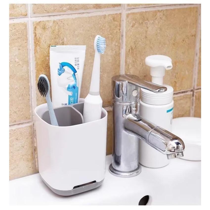 Electric Toothbrush Makeup Brush Holder Toothpaste Storage Case Large Capacity Detachable Portable with Drain Hole Rack