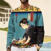 Fashion Japanese Ukiyo-E Graphic Sweatshirt For Men Spring Autumn Trend Long Sleeve 3D Printed Hoodie Casual Streetwear Pullover