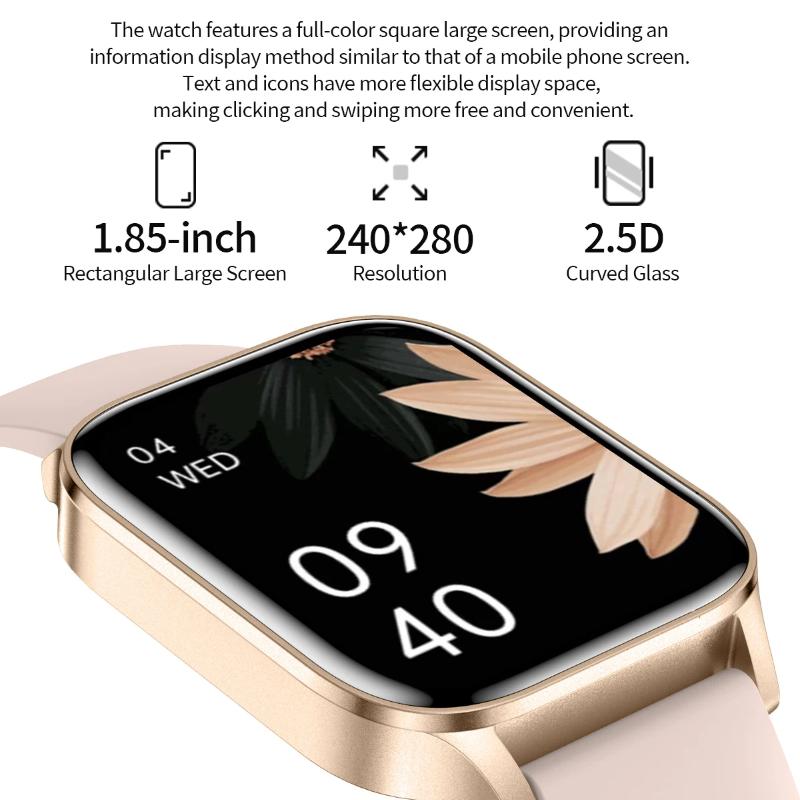 2025 Neue Mode Smartwatch Damen 1,85" HD-Bildschirm Benutzerdefiniertes Zifferblatt Gesundheitsmonitoruhr für Frauen Bluetooth-Anruf Sport-Smartwatches