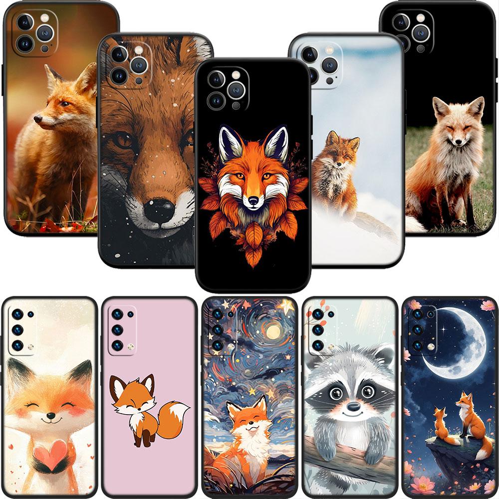 FM24 fox cute Soft Shell Phone Case for OPPO A40 A60 A80 A15 A16 A16K A12 A17 A17K A54 A54S A53 A53S A55 A56 A57 A98 F23