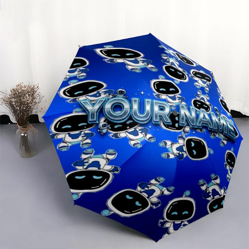 1 PC Automatic Folding Umbrella - ASTRO BOT Custom Name Pattern, Portable & Foldable Design with 8 Ribs, Christmas Birthday Gifts