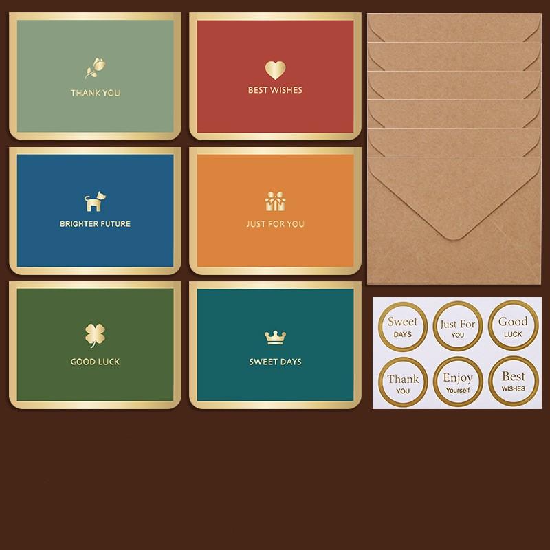 6 stk retro plante gratulasjonskort Kraft papir konvolutt klistremerkesett Bryllup Bursdagsfestival Skrivbar Håndlaget DIY ønske takkekort