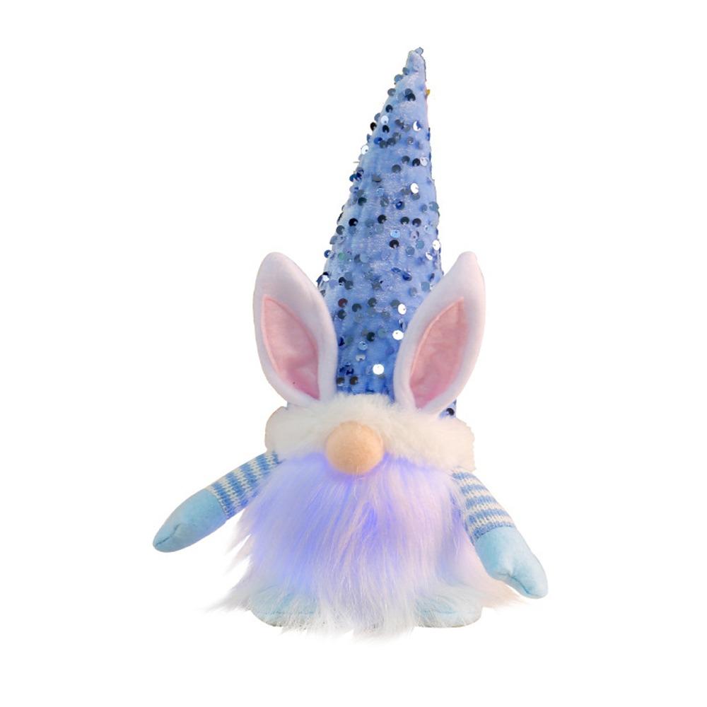 Plush Sequins Rabbit Doll Luminous Happy Easter Decoration  Holiday Festival Decor