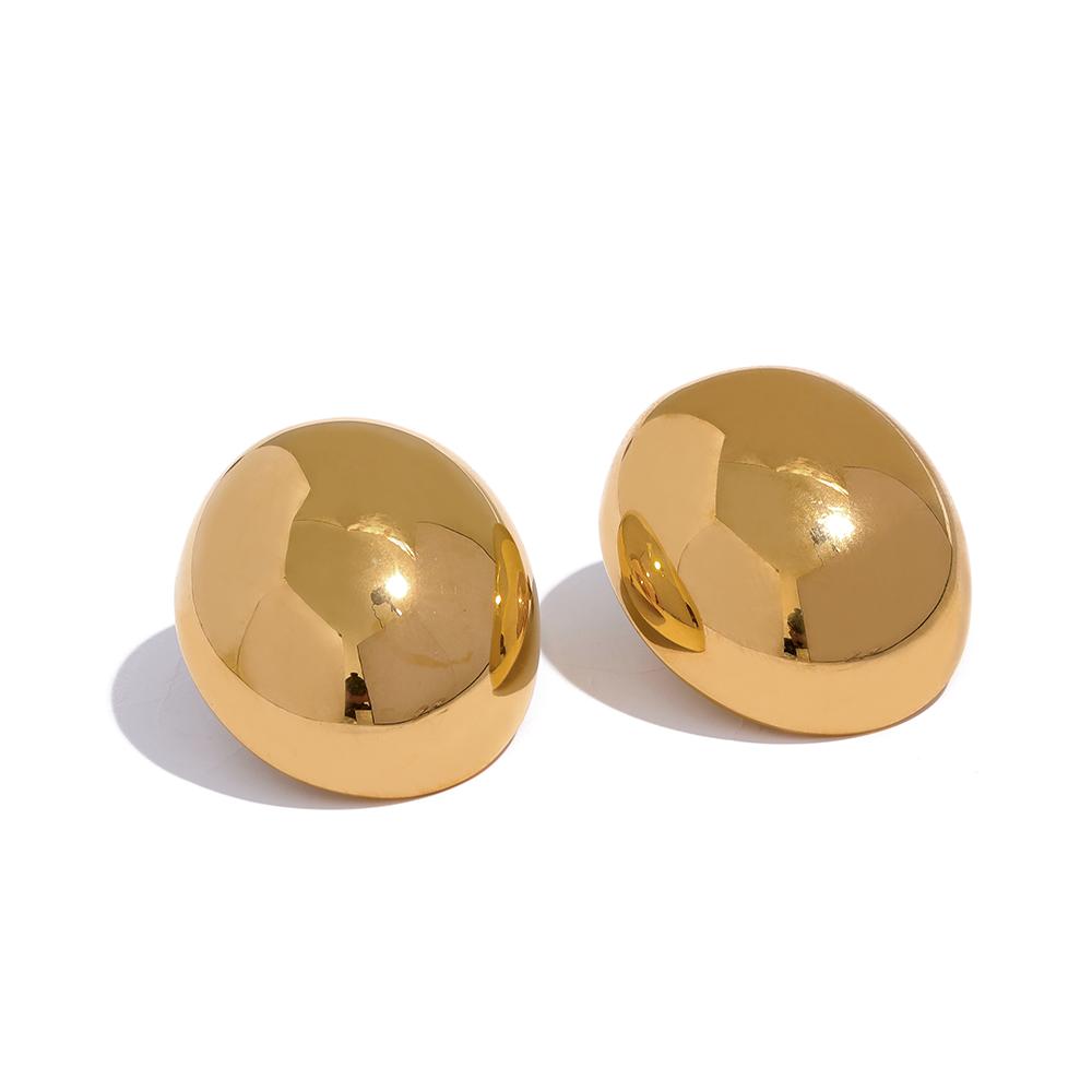

Yhpup Big Oval Geometric Stainless Steel Gold Color 18k Plated Waterproof Fashion Charm Stud Earrings Large Ear Jewelry Women