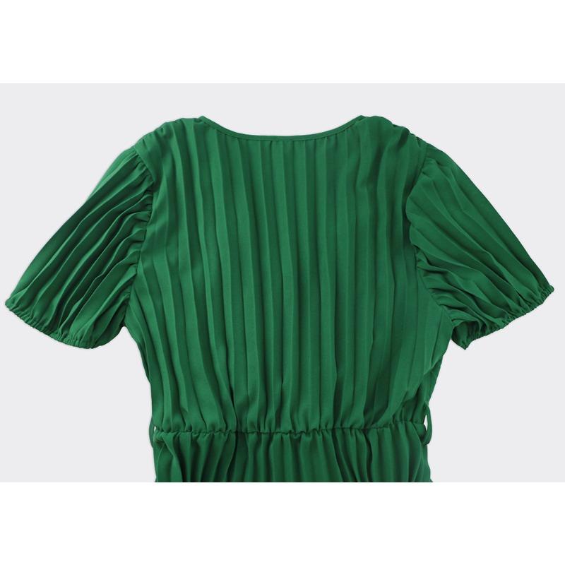 Letnie, wąskie, długie sukienki z dekoltem w kształcie litery V, z rękawami bąbelkowymi