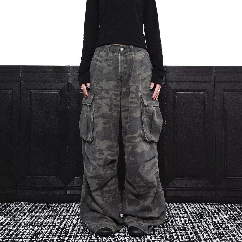 Toamnă și iarnă New American High Street Spălați blugi de culoare deschisă pentru bărbați și femei Pantaloni largi, cu picior drept, ușor evazați