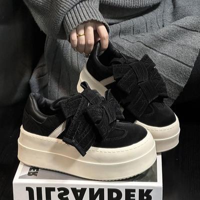 Fashion 2025 New Trend Summer Sneakers For Woman Big Bow Thick Soleplate Shoes For Woman Ladies Platform Shoes Are Fashion And Casual