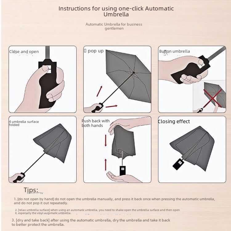 Umbrella Sunny And Rainy Automatic With Printed Logo Black Plastic Spf Sunscreen Threefolding Design