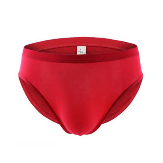 U Convex Solid Color Breathable Man Briefs Ice Silk Low-Waist Male Underwear for Inside Wear