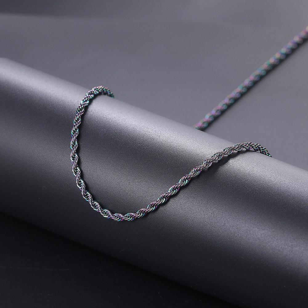 Gedrehte Seilkette Halskette Herren Edelstahl Seile Lange Halskette Minimalistisch Goldfarben Kupferfarben Hip Hop Schmuck 3mm 60cm