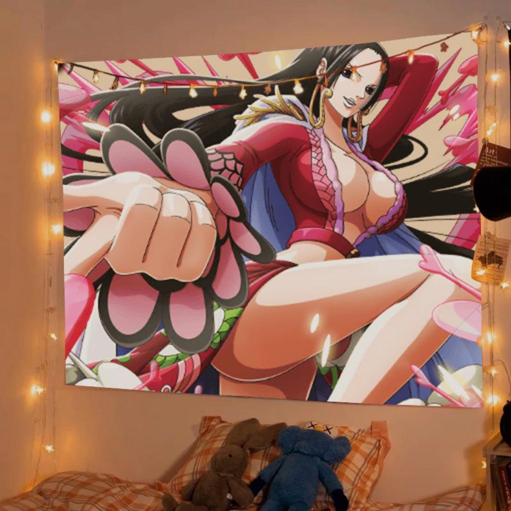 One Piece Anime Decor Tapestry Boa Hancock Battle Themed Wall Hanging Decorative Wall Cloth for Living Room Bedroom Room Decor