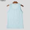 INCERUN Summer Men Sleeveless Lace Mesh Sheer Casual Fitted Tank Tops Vest