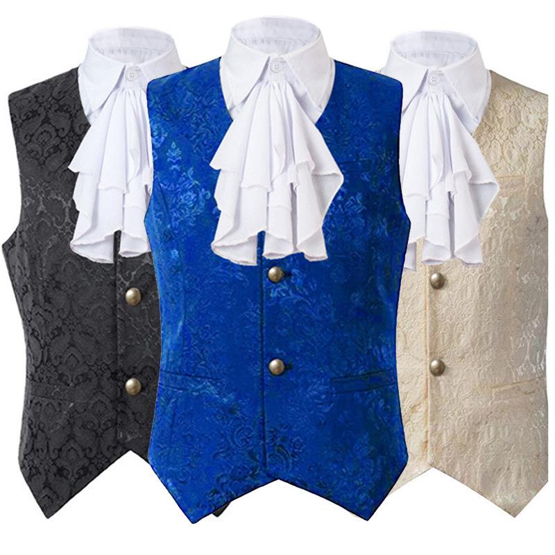 Vest Men Renaissance Steampunk Coat Gothic Jacquard Waistcoat Single Business Suit