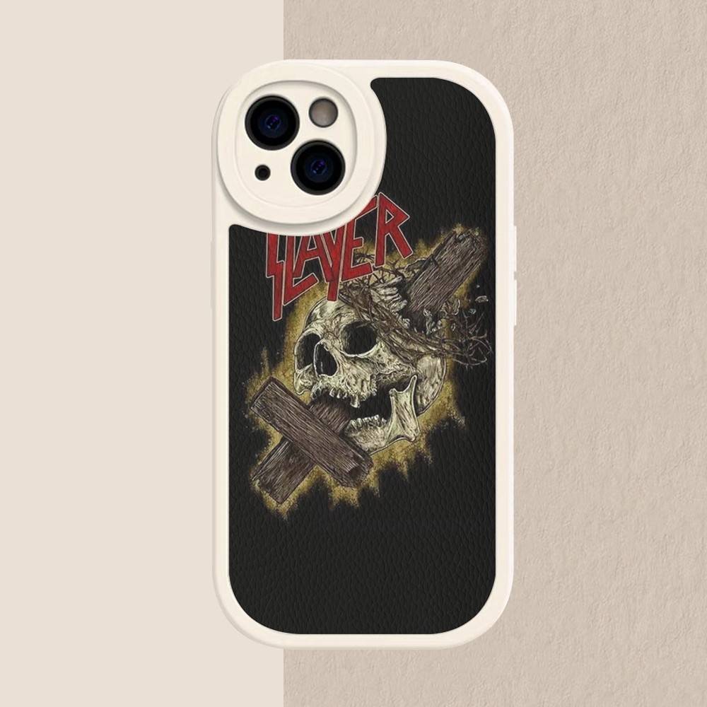 1pc Heavy Metal S-slayer Band Phone Case Hard Leather For IPhone 16 15 14 13 12 Mini 11 14 Pro Max Xs X Xr 7 8 Plus Fundas
