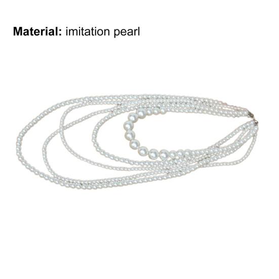 Tröja Halsband Imitation Pärlor Flerlager Kvinnor Överdrivna pärlhalsband för bröllop