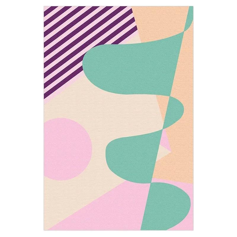 

Creative Pink Green Living Room Carpet Abstract Art Decoration Rug Color Block Coffee Table Rug Soft Comfortable Bedroom Carpets 60*90cm