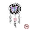 Dragonfly Charm 925 Silver Original Bee Safety Chain Sparkle Zircon Clip Charms Fit Bracelet DIY Jewelry For Women Wedding Gift