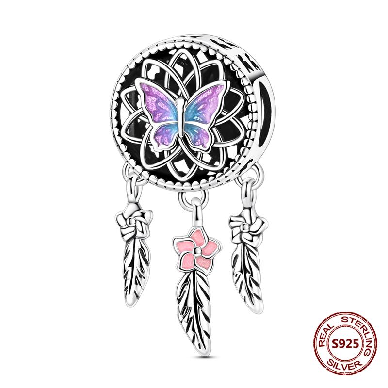 Dragonfly Charm 925 Silver Original Bee Safety Chain Sparkle Zircon Clip Charms Fit Bracelet DIY Jewelry For Women Wedding Gift