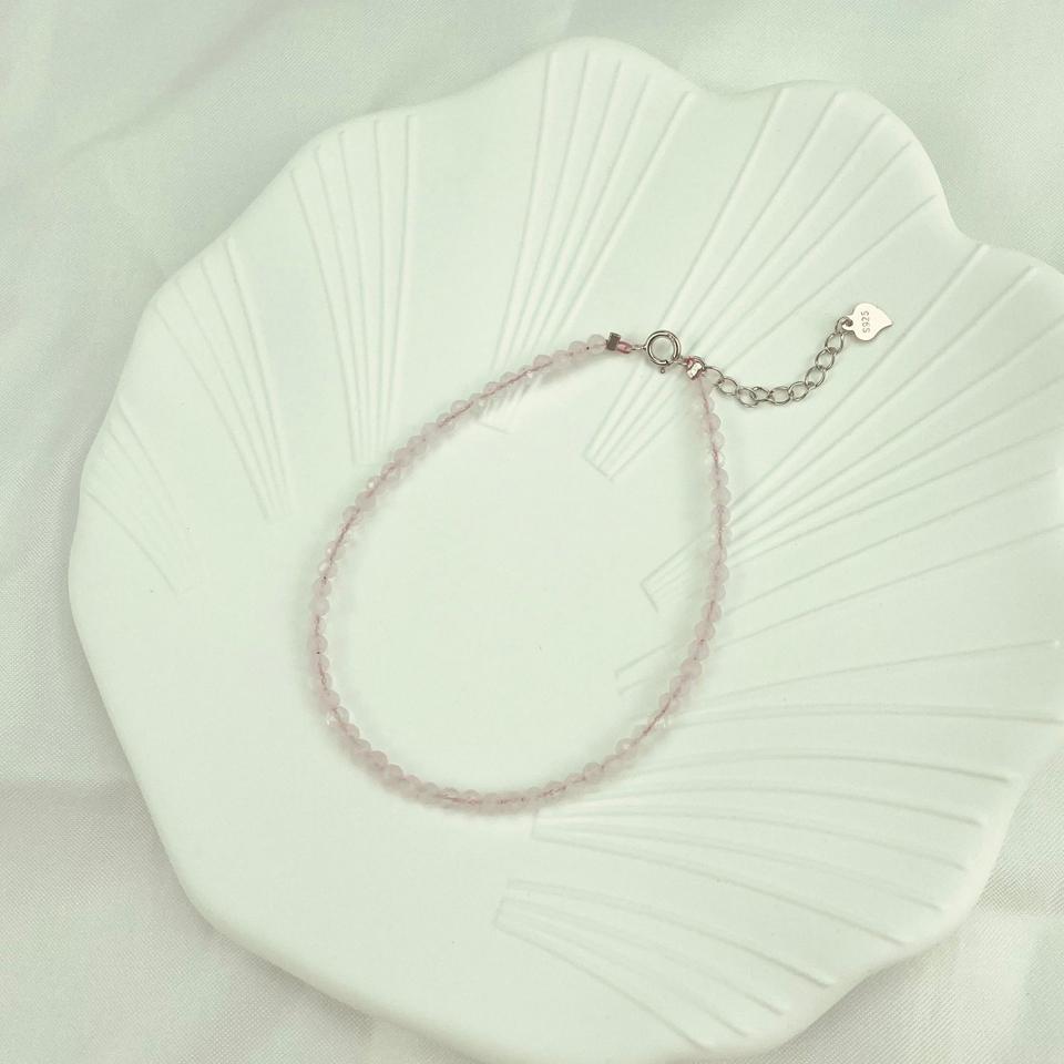 Natural Stone Beads Bracelet on Hand Chain Luxury Jewelry 2MM with 925 Silver Bangle for Women Gift