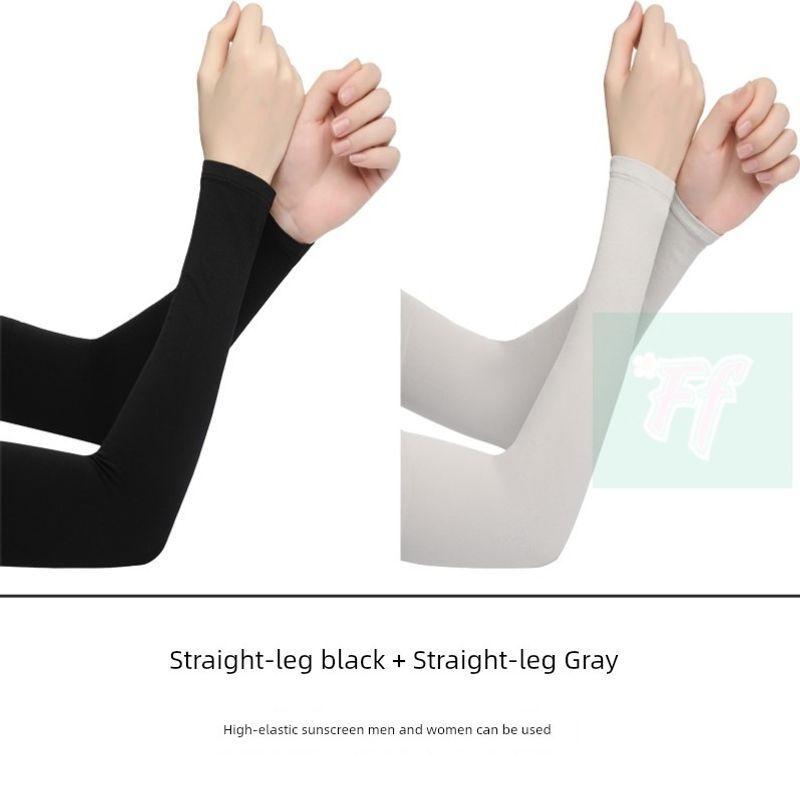 

Summer Pure Black Sunscreen Ice Sleeve Men Viscose Fiber Oversleeve Tattoo Cover Women s UV Arm Guard Cycling Breathable Long Sleeve Socks Straight-leg black + Straight-leg Gray All yards
