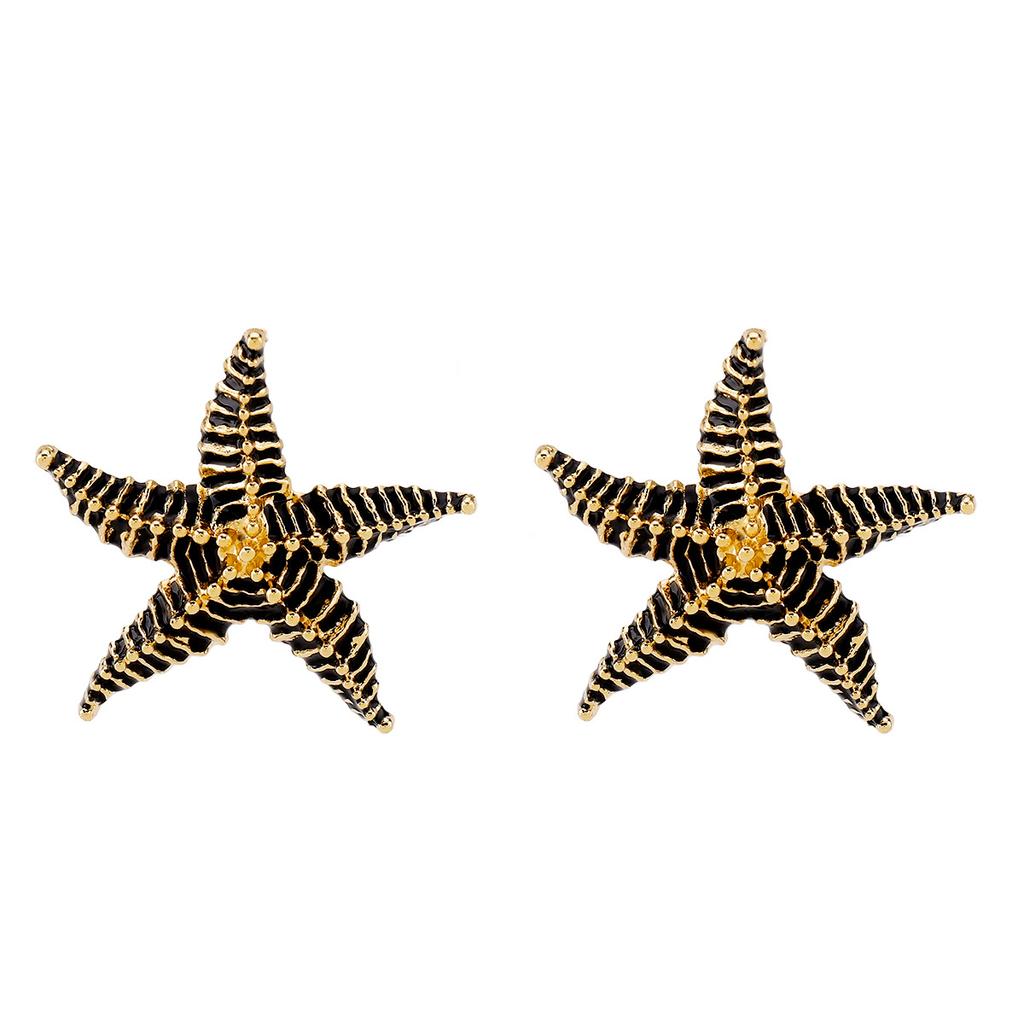 European and American summer vacation style enamel starfish earrings ZA temperament beach wind starfish pendant necklace female