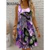 Kleider Für Frauen Damen Urlaub Strand Sommer Weste Schmetterlingsblumen Lockeres Kleid Sommerkleid Freizeit 3D-Druck Ärmelloses Kleid