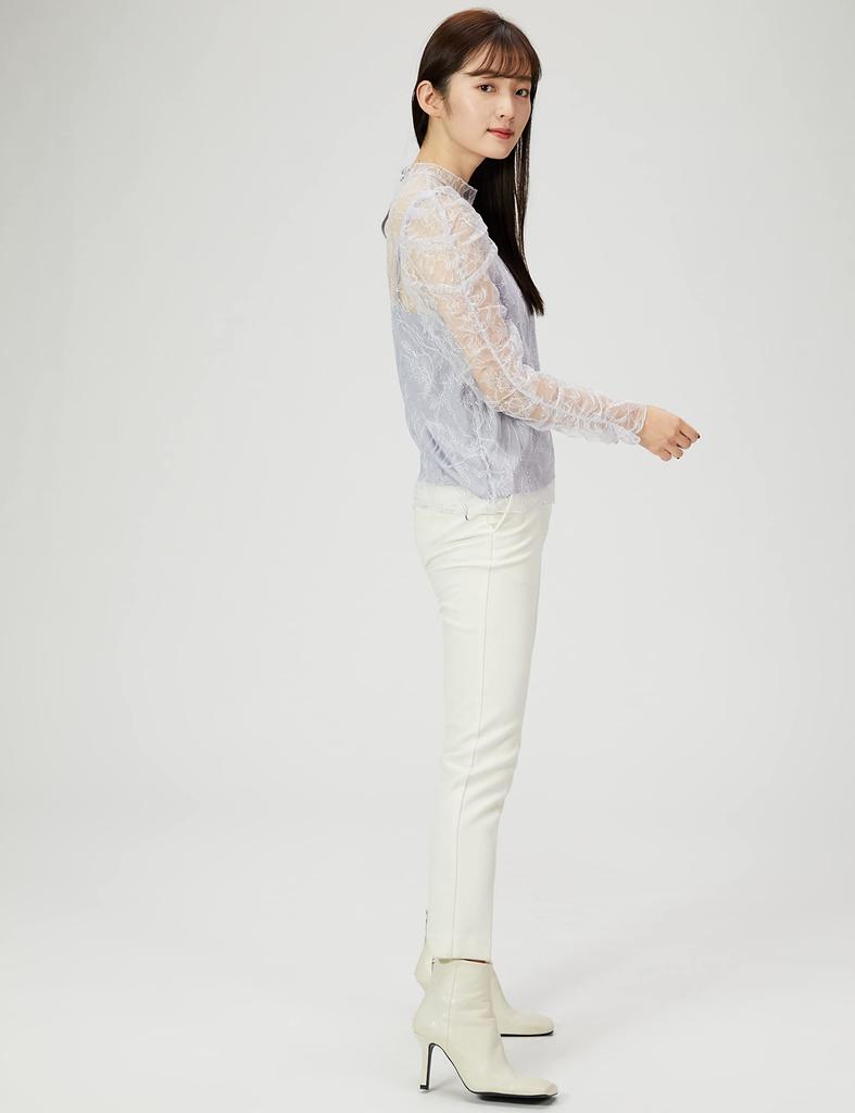 Snidel Gathered Sleeve Lace Blouse SWFB211302 LAV F