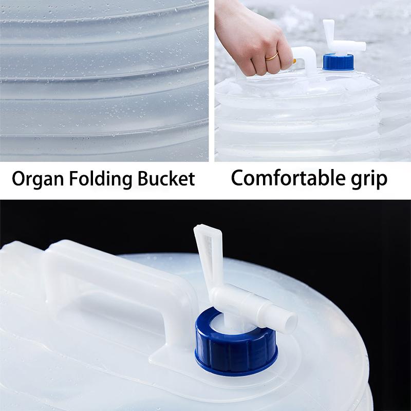 PE Folding Water Bag Retractable Bucket Outdoor Collapsible Water Bag Portable Driving Water Tank Container Faucet Car Camping