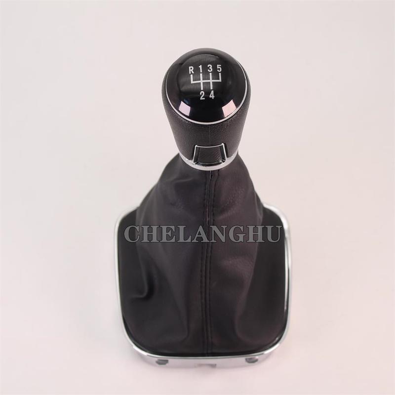5 Speed Gear Stick Shift Knob Level Leather Boot For VW Polo 6R Hatchback 2009 2010 2011 2012 2013 Car-styling