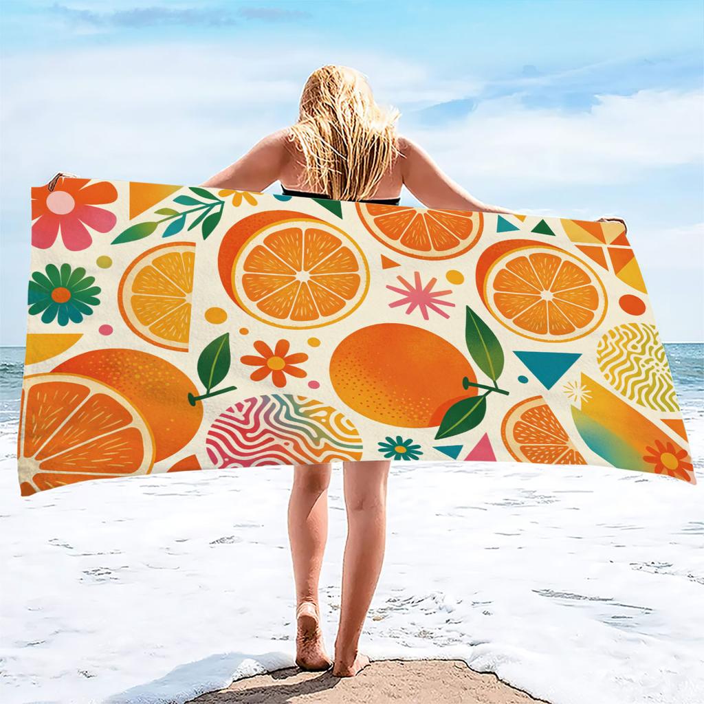 Orange Print Handtuch Sport Schnelltrocknend Super Saugfähig Camping Handtuch Super Weich Leichtgewicht Fitnessstudio Schwimmen Yoga Strand Handtuch