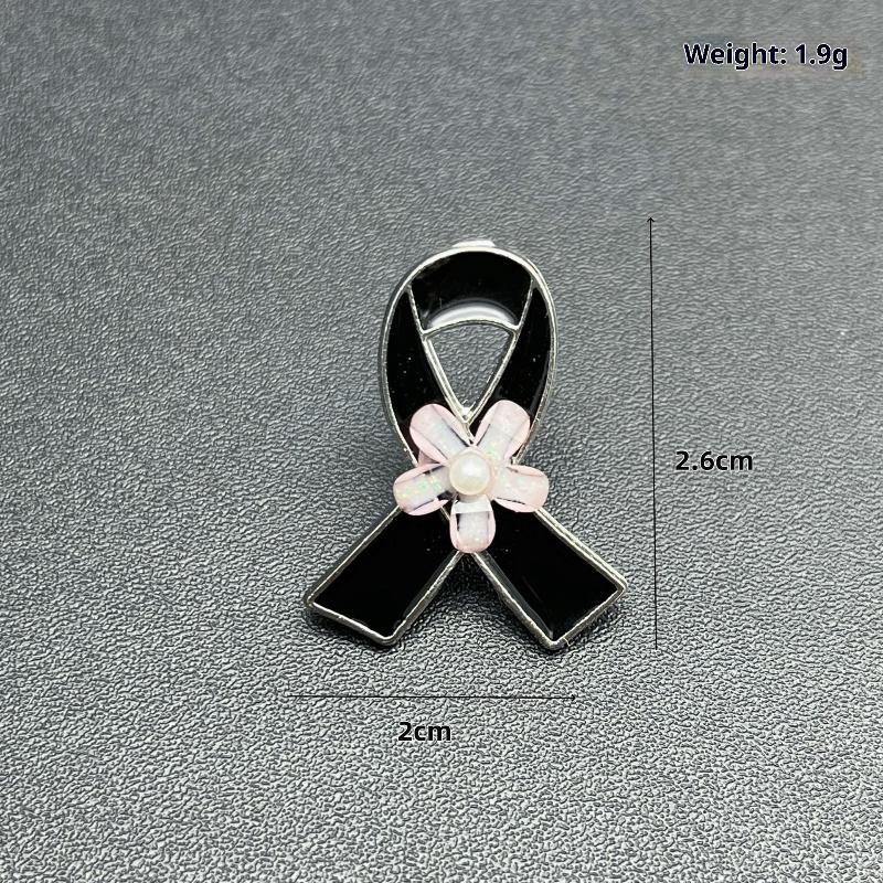 1Pcs French Romantic Pearl Brooches Jewelry Black Ribbon Awareness Pin Funeral Ribbon Badges Diy Accessories