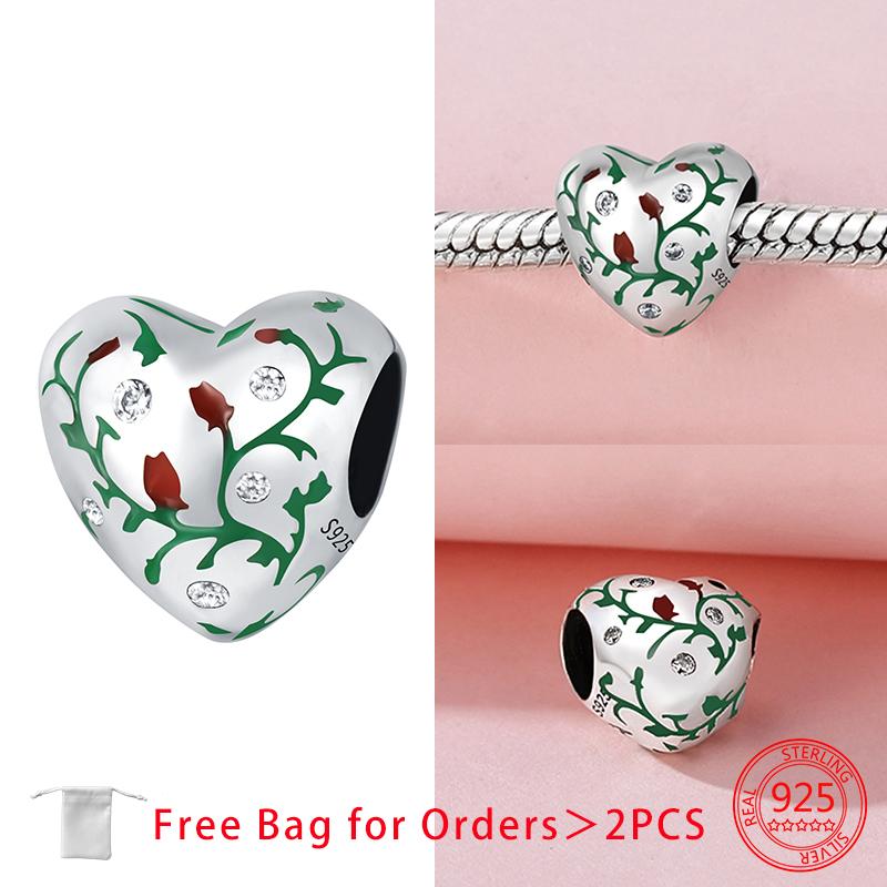 Anniversary Charms Copper Hearts Flower Beads Fit Bracelet Necklace Accessories Bead Jewelry Making Fine Jewelry Gift