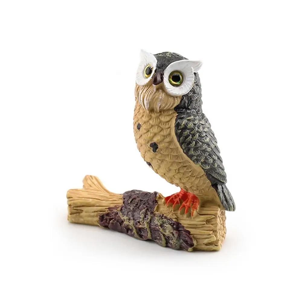 Funny Micro Landscape Simulation Owl Ornaments Resin Crafts Cartoon Owl Miniatures Cute Mini Ornaments Scene Decor